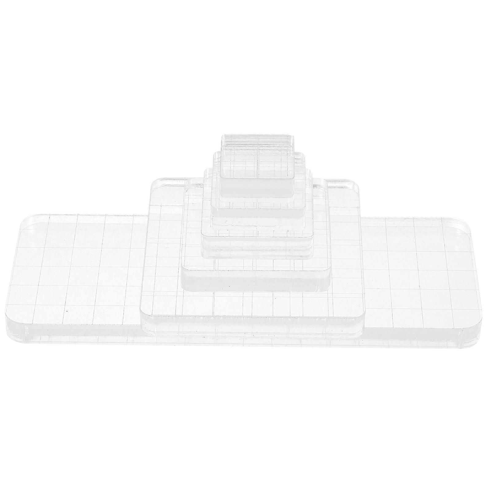 Acrylic Rectangle Stamping Block Set For Scrapbooking Tools Enabling Accurate Stamping And Alignment For Creative Projects 6Pcs