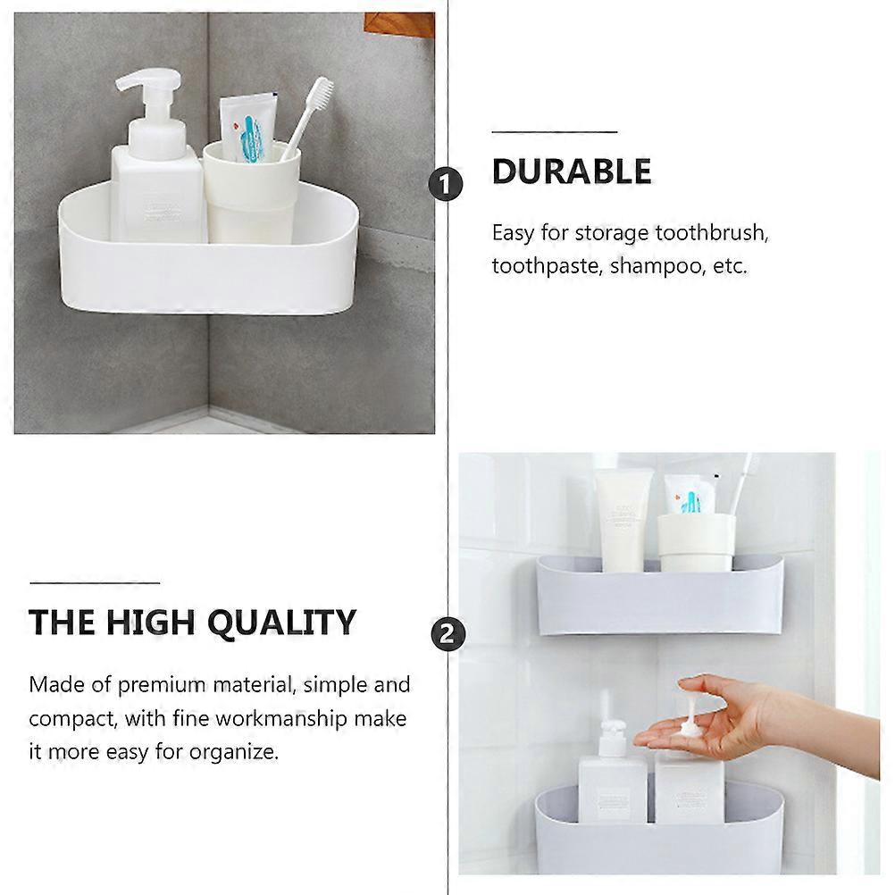 White Bathroom Storage Rack for Wall-Mount Use 2Pcs Practical Storage Solution