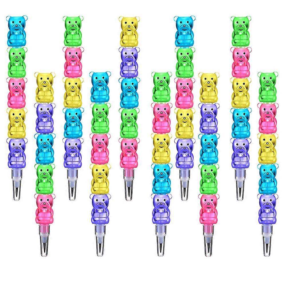 Assorted Color Stackable Pencils Bear Pencil for School 72Pcs Set