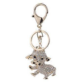 Rhinestone Keychain Metal Cow Shape Key Ring Pendant for Hanging Keys