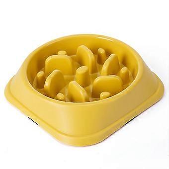 Maze non-slip pet bowl - promotes healthy eating and slow digestion - yellow [MI]