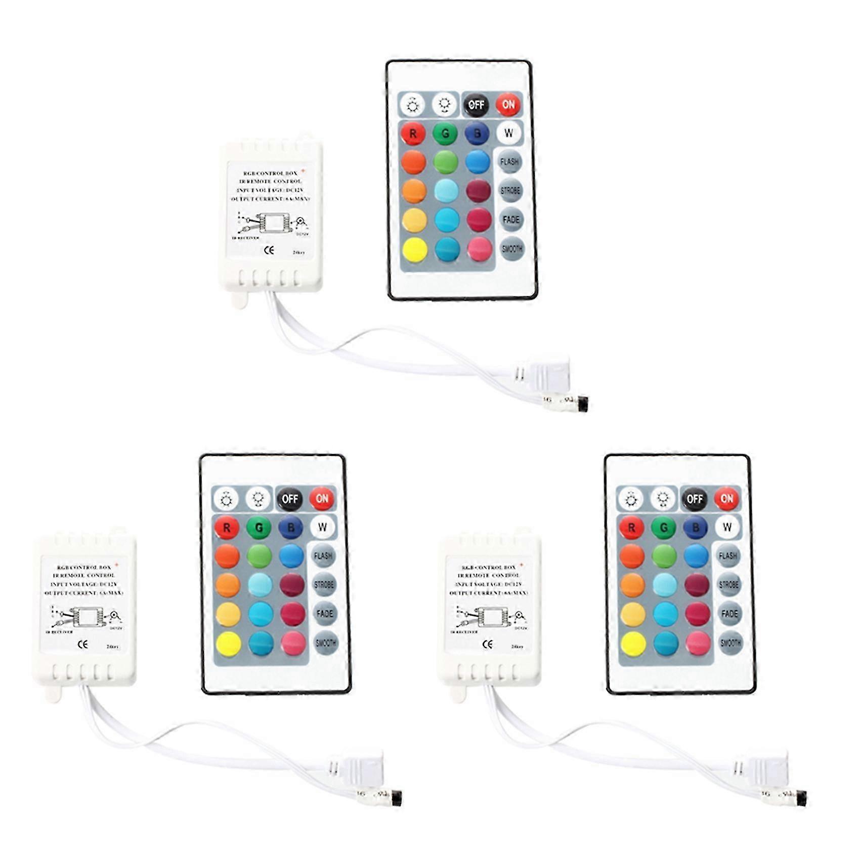 3X IR Box Remote Controller 24 Keys compatible with RGB LED Light Strip