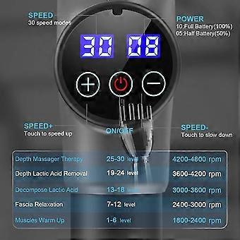 Fitness massager, fascia gun, muscle relaxer, 8 massage heads, home electric massager24V (6 batteries) Split brushless DC charger + storage bag (30 sp