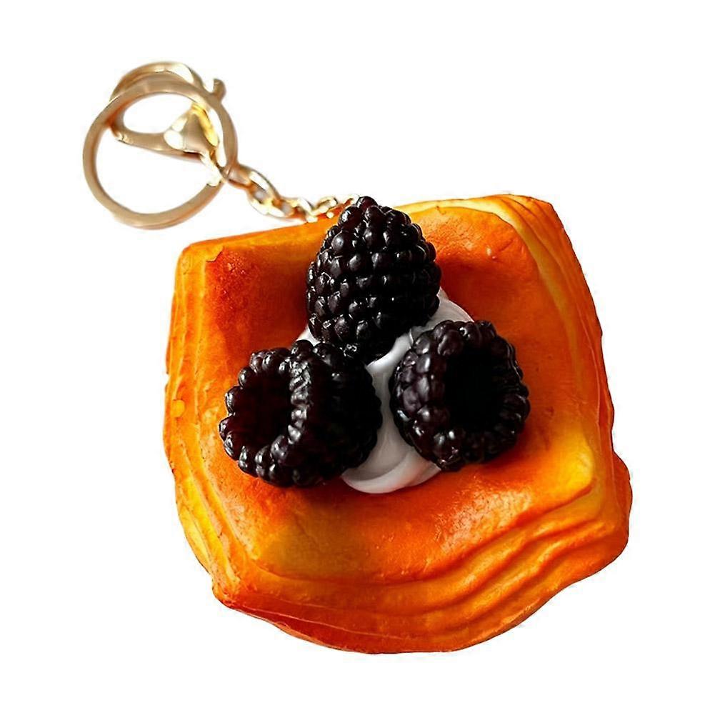 Bread Keychain Stress Toy - Realistic Dessert, PU Material, Assorted