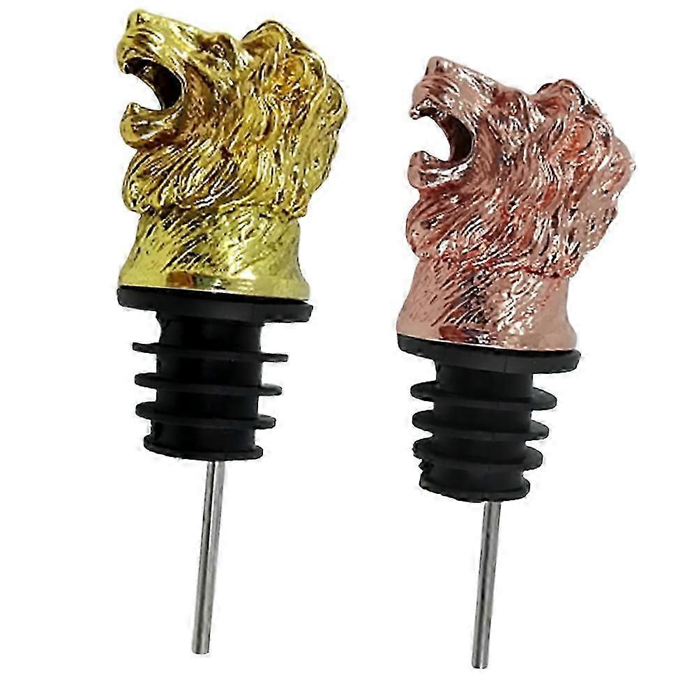 Lion Head Shape Pourer Stoppers for Use 2Pcs Assorted Color