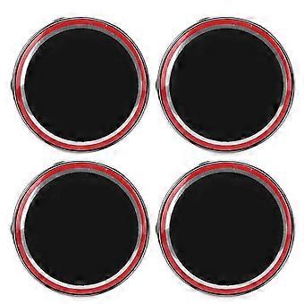 4 STKS Auto Wiel Center Cap Cover Waterdichte Aluminiumlegering Kraspreventie Vervanging voor Fiat 500 (Zwart Rood)