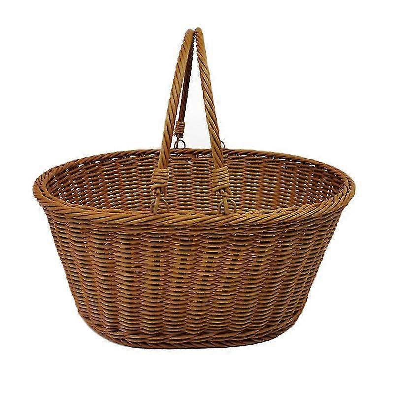 Simulation Vine Basket With Double Folding Handles Wicker Easter Basket Storage Of Plastic Easter E