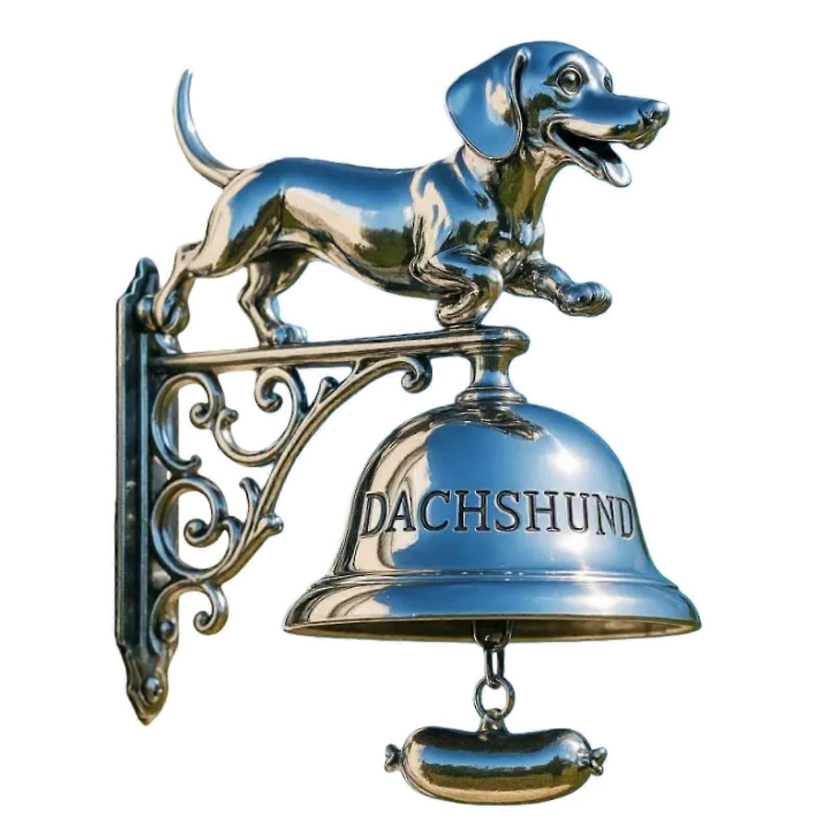 Vintage Reçine Duvara Monte Edilen Dachshund Kapı Zili