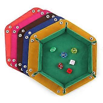 Würfelbrett aus PU-Leder, faltbares sechseckiges Würfelbrett für Würfelspiele wie Rollenspiele, Dungeons & Dragons und andere Tischspiele