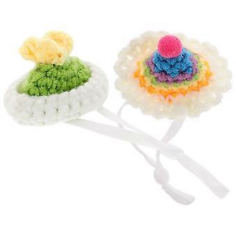 Mini Hamster Hat Hand Knitted for Small Pets 4Pcs with Adjustable Strap