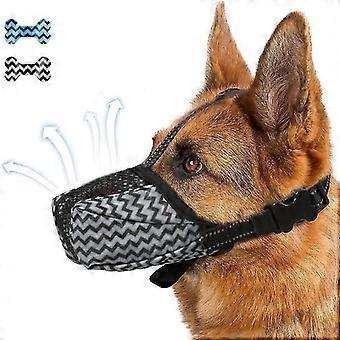 Dog muzzle, breathable mesh breathable muzzle, anti-bite with reflective and adjustable straps