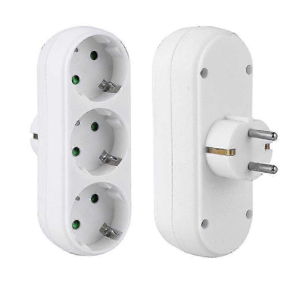 Triple Socket Power Socket Adapter Anti-flame Heat-resistant Socket Panel With Eu Plug White