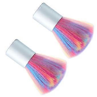 Cosmetics Brush for Makeup Use 2Pcs Short Handle Nylon Bristles Set
