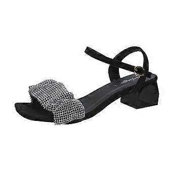 Damen Sommer Low Heel Sandalen Ein Strass Band Open Toe Kleid Sandalen Für Frau Dame Im Brauttanzabend