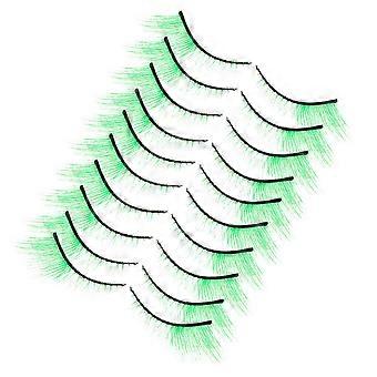 Green False Eyelashes for Party Makeup with Dramatic Look 10Pairs