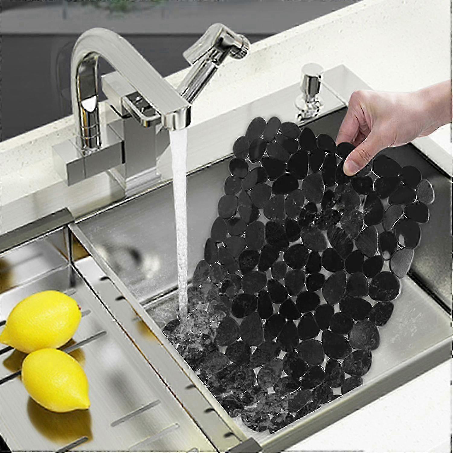 Non-slip Pebble Sink Mat Eco-friendly PVC Practical Function Sink Protector Liner Pad Kitchen Tools