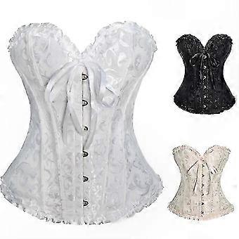 Floral Lace Corset Tops Vintage Satin Lingerie Corselet Busty Bustiers Retro