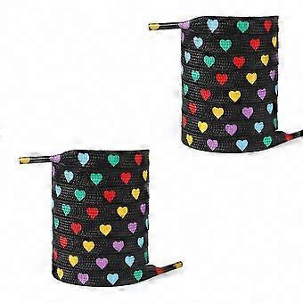 Shoe Laces 100cm Long with Heart Prints, White & Powder, for Sneakers, Trainers, Canvas Shoes, Adults, Teens, Kids