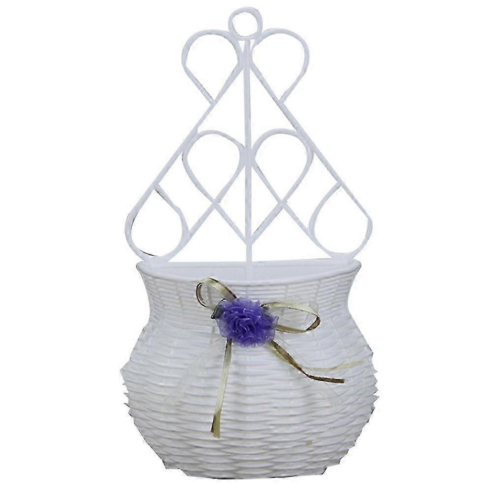 Wall Mounted Plastic Rattan Flower Basket