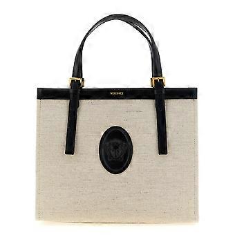 Versace Beige Leather Tote Bag