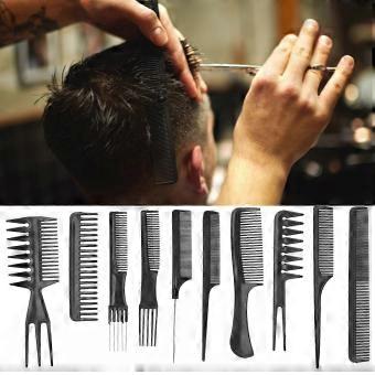Versatile Multi-Size Black Hair Comb Set, 10Pcs, 28x189mm to 67x200mm, 146g