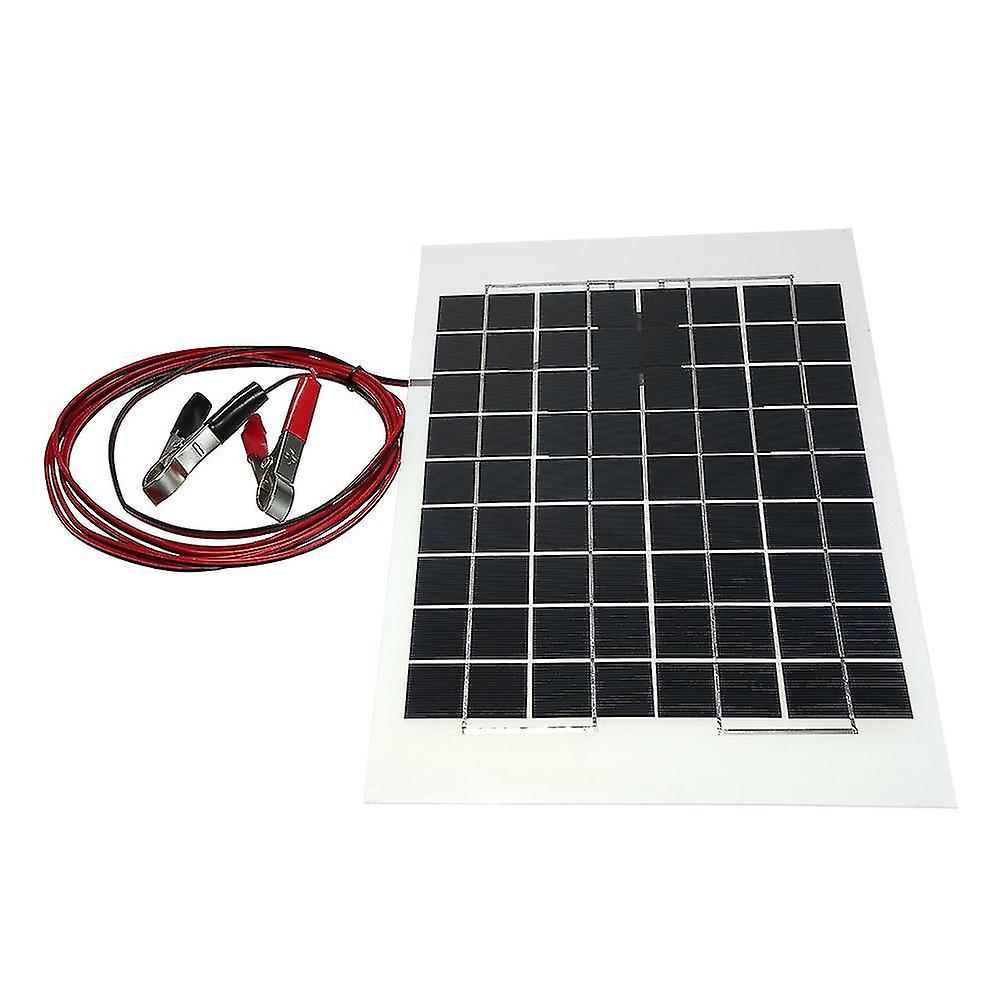 12v 10w 38 X 22 Cm Polycrystalline Transparent Epoxy Resin Solar Panel With Alligator Clip