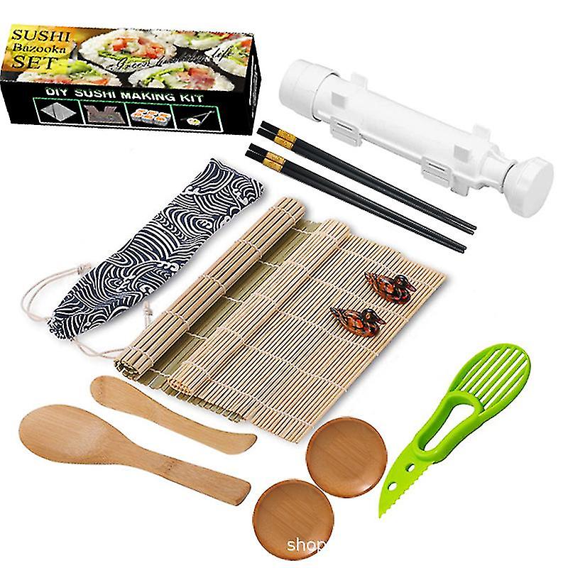 Sushi Making Kit, 13 In 1 Sushi Bazooka Roller Kit With Bamboo Mat, Bazooka Roller