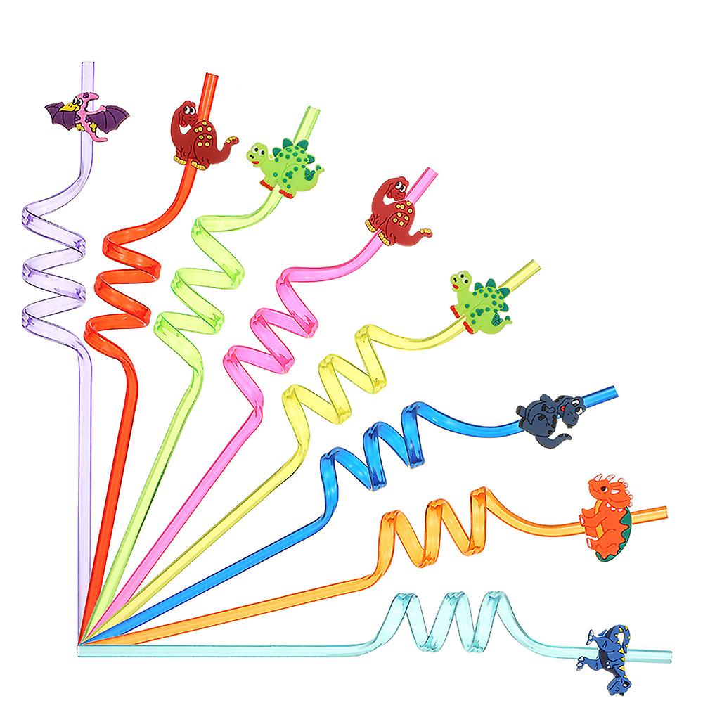 8pcs Reusable Dinosaur Shaped Straws Cocktail Decorating Supplies