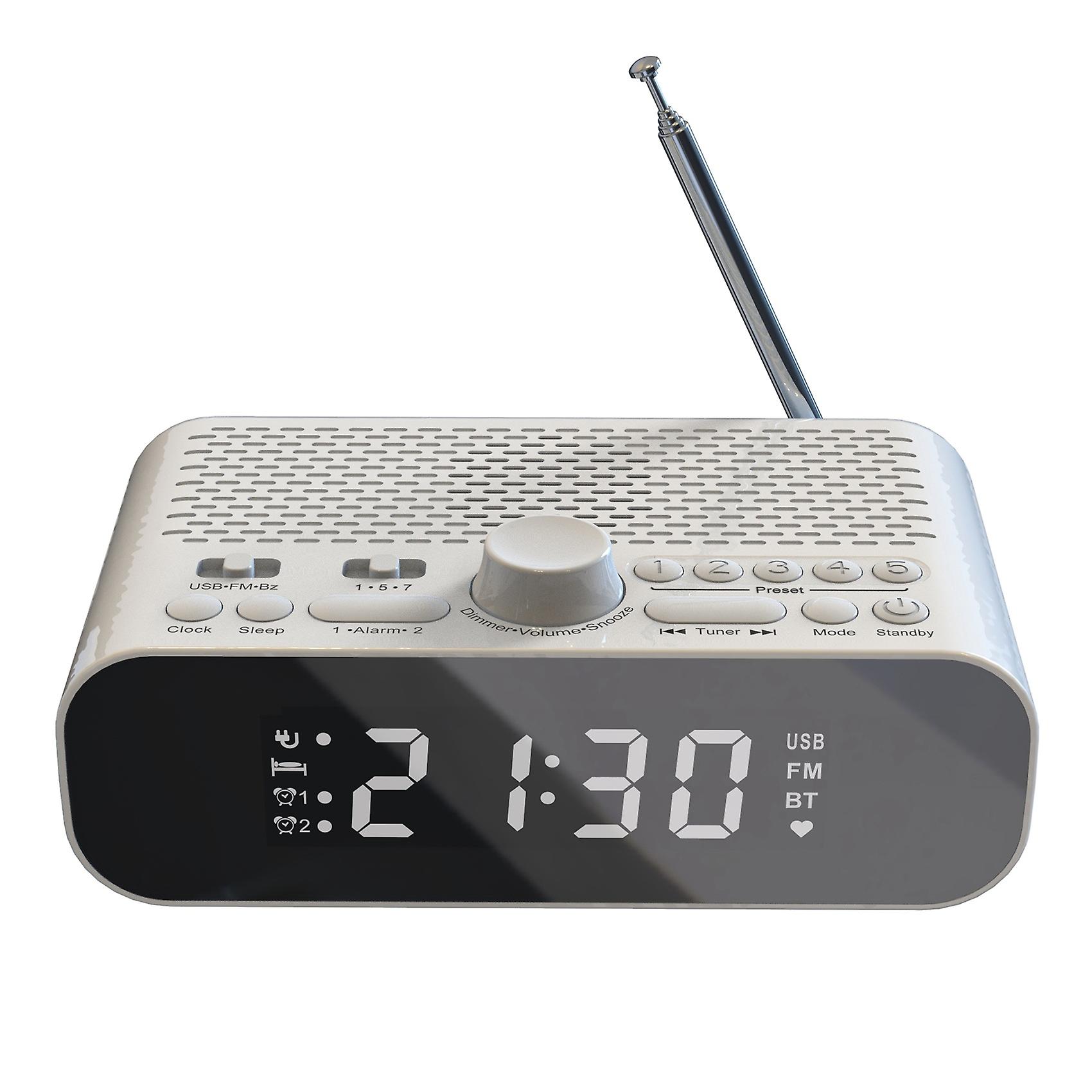 FM Clock Radio with Bluetooth Streaming Play LED Display Dual Alarm Clock 1500MAh Hi-Fi Speaker wit
