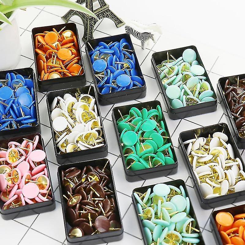 Brown Metal Push Pins Paper Map Cork Board Capped Headed Fixing Thumb Tacks Pin