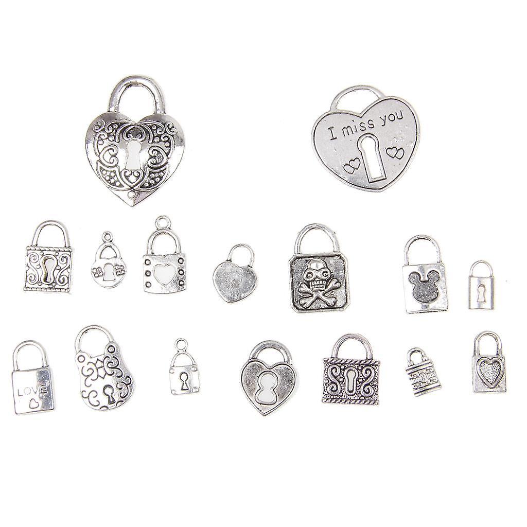Locks Alloy Pendant Charm Mixed Style 15pcs