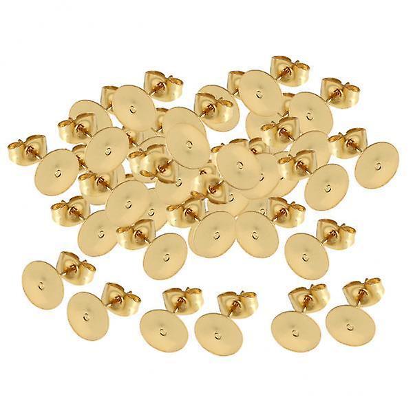2x50Pcs Gold Plated Blank Flat Pad Ear Stud Earring Accessory & Backs 3mm