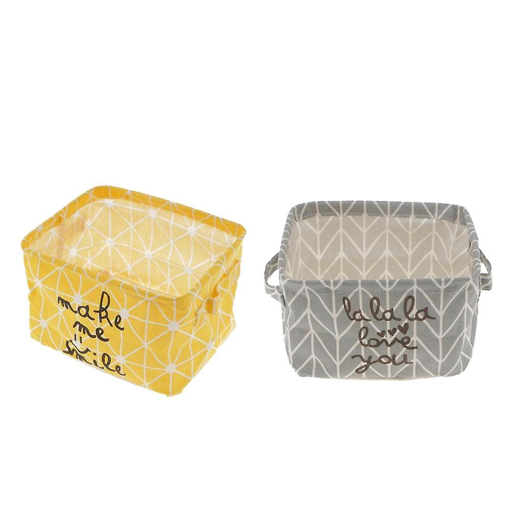 2 Pcs Foldable Storage Basket Toy Clothes Bucket Laundry Hamper Makeup Box