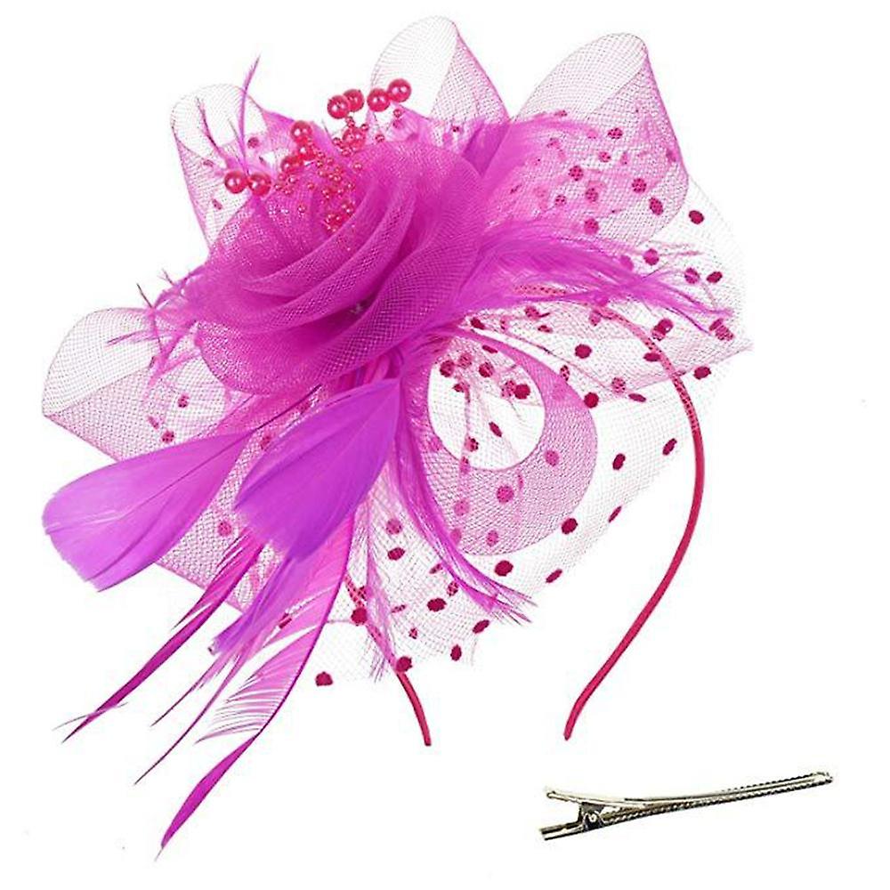 Bridal Wedding Party Fascinators Hats with Veil and Feather, Pillbox Hat Cocktail Tea Party Headwea