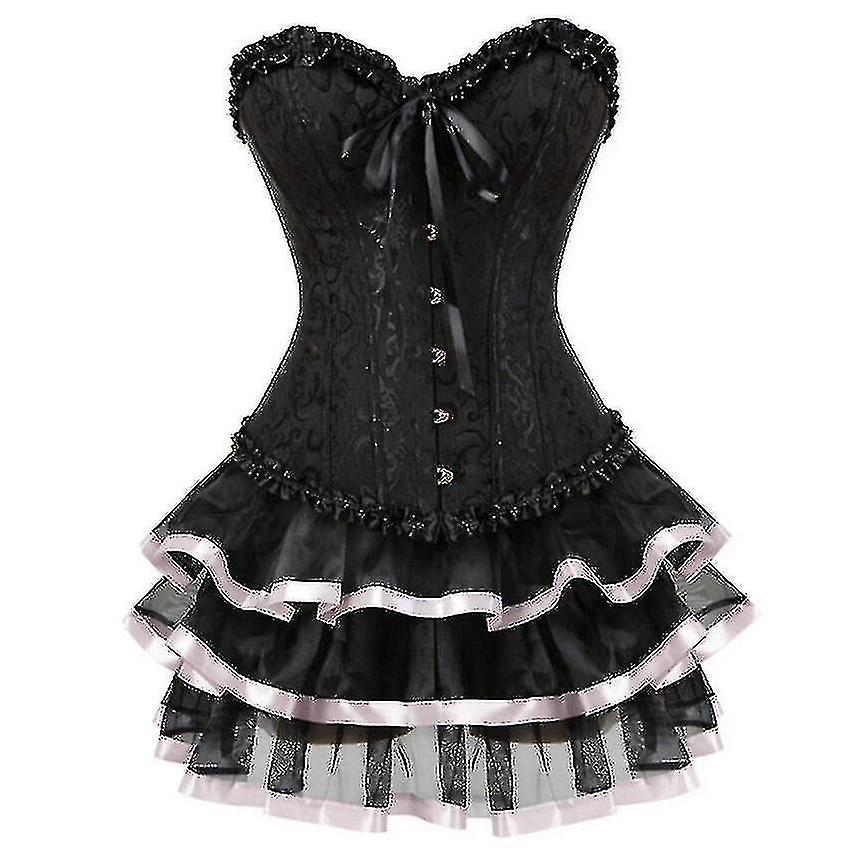 Új 2023-as fűzőruhák nőknek plus size jelmez overbust burleszk fűző és miniszoknya szett Tutu Corselet Guangzhou