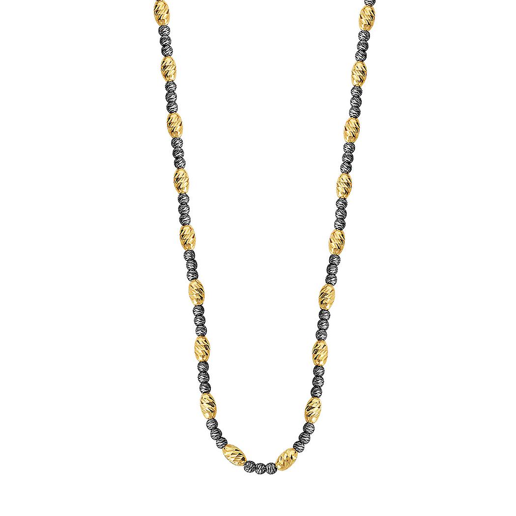 Colar com pingente de 91 cm (36 polegadas) em prata de lei 925, com contas ovais amarelas e pretas com corte brilhante e contas redondas pretas.