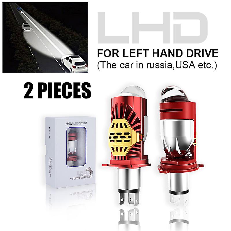 2pcs Lhd-m01 H4 Led With Lens Bi-led Lens Mini H4 Lenses For Headlight 9003 Hb2 Turbo Led Car Lamp High Low Light Car Motorcycle 12-24v