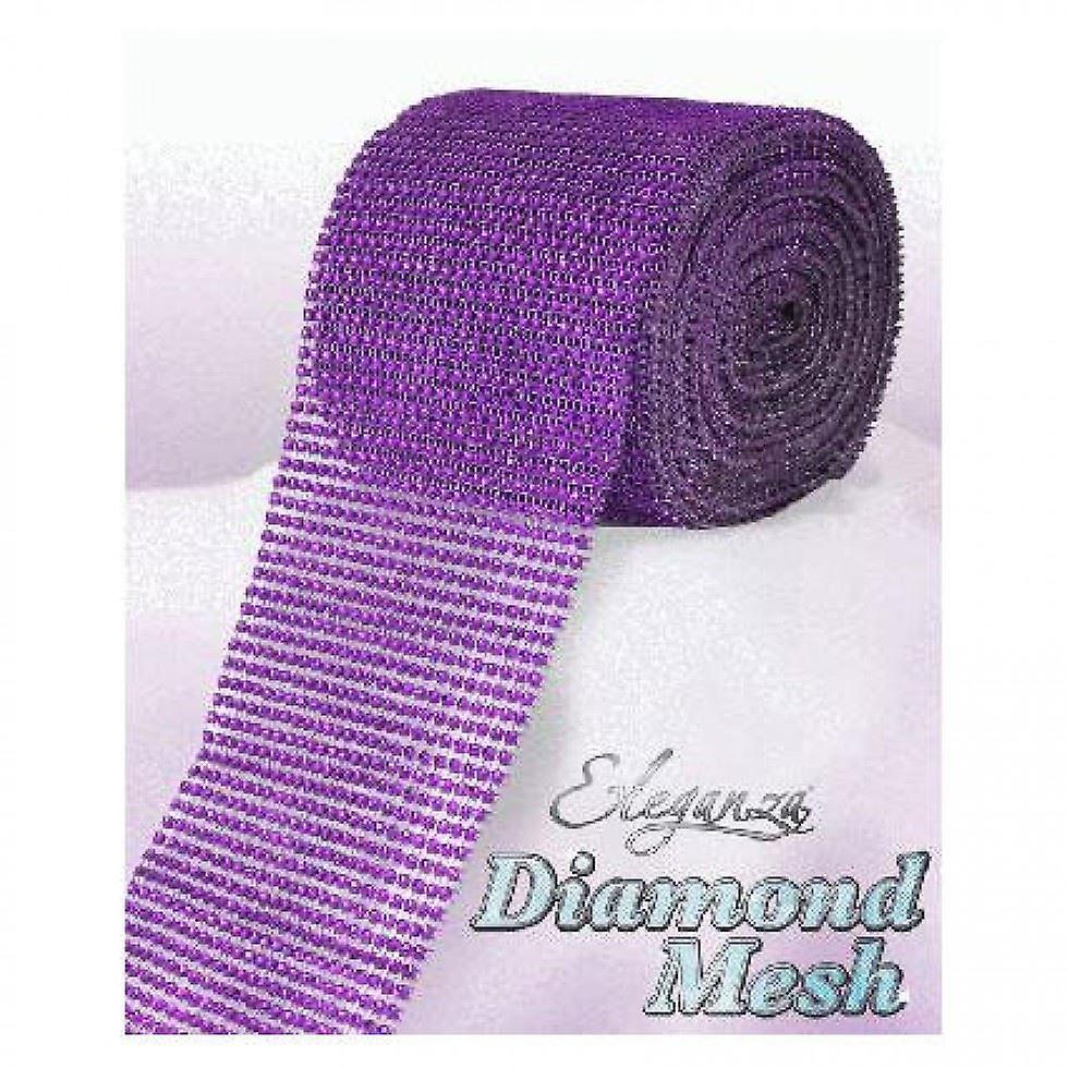 Minerva 12cm 24 Row Diamante Mesh Trim Purple - per metre