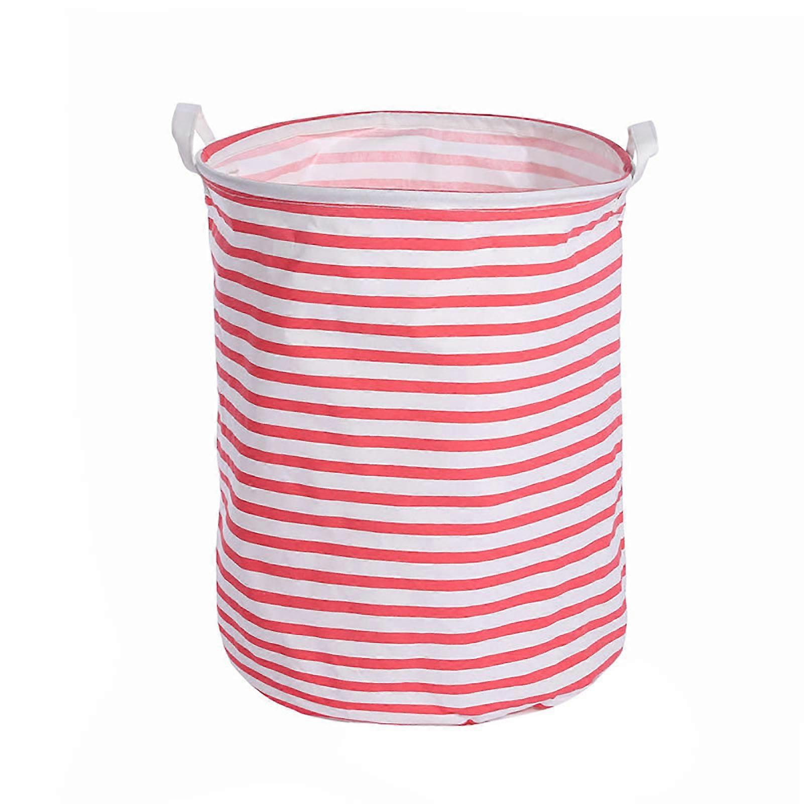 Dirty Laundry Basket Cotton Linen Storage Basket Waterproof Multifunctional Laundry Bucket Red Striped