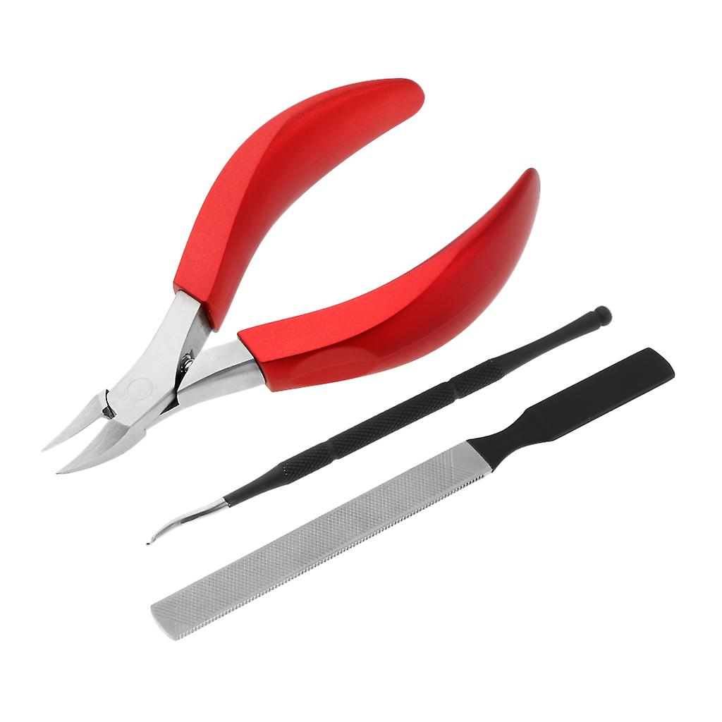 Durable Cuticle Cutter Pusher Removal Nail Art Polishing File Tool Set Red