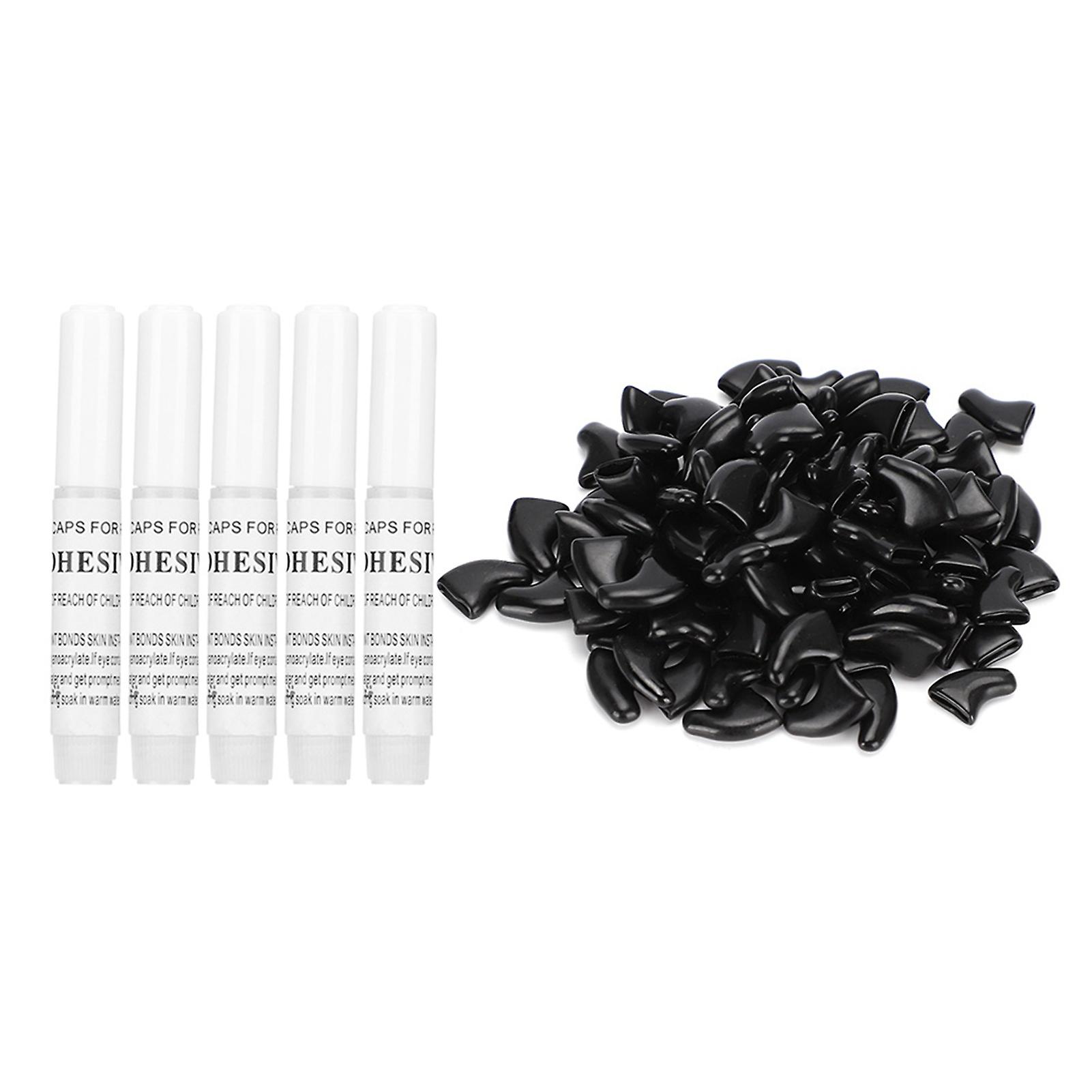 100 Pcs Soft Pet Cat Nail Caps Safe Scratch Proof Protector Black Size M