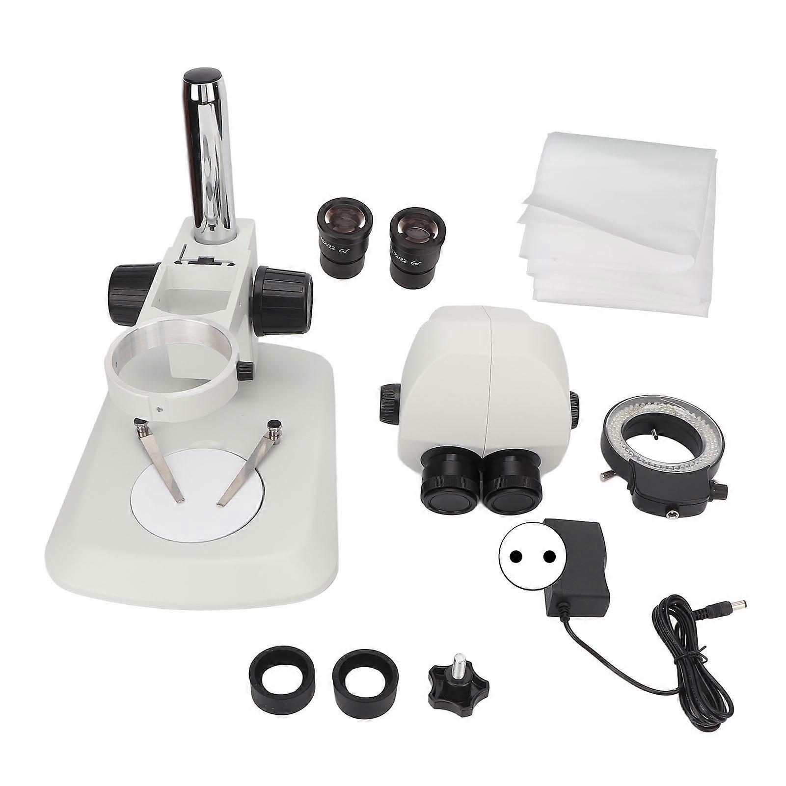 Binocular Stereo Microscope Kit with White Ring Light 10X Eyepieces
