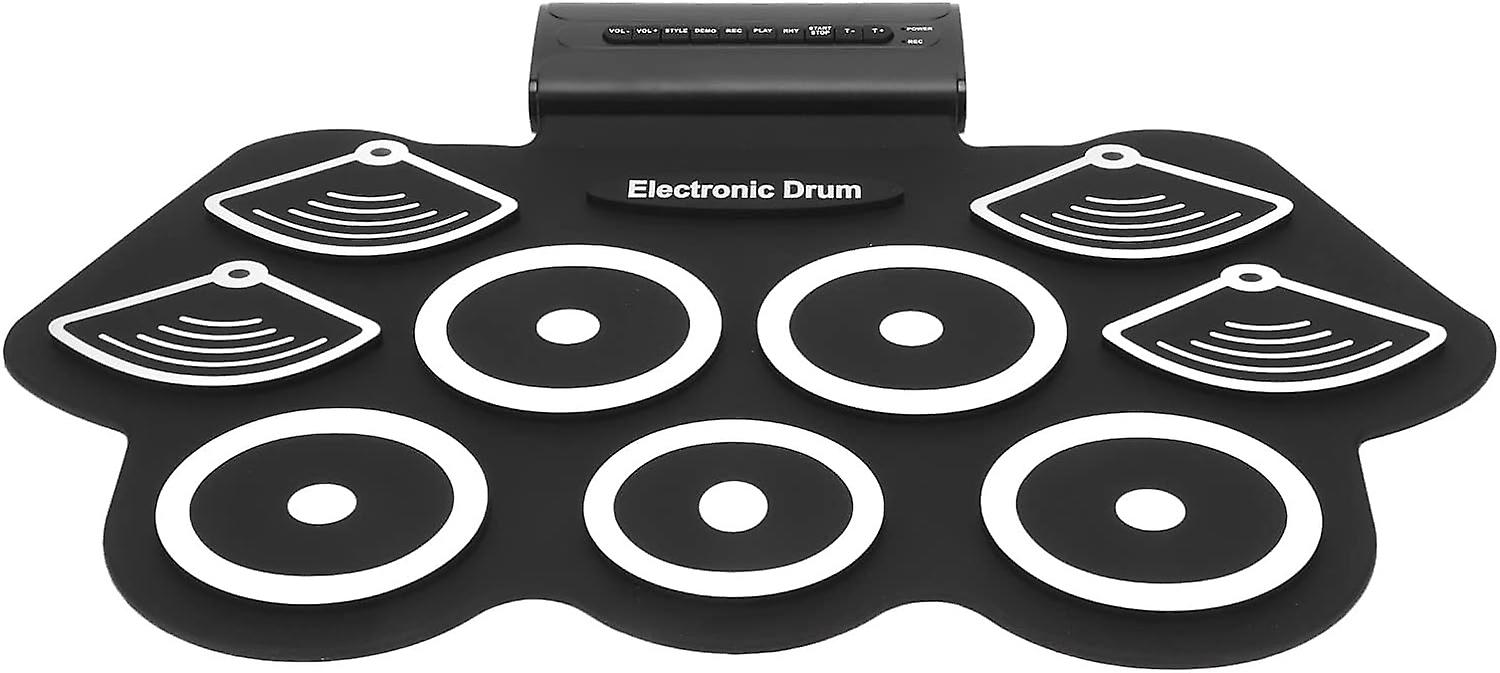 9 Pads Electronic Portable Drum Pad, Roll Up Practice Pad Midi Kit with Headphone Jack Built in Spea
