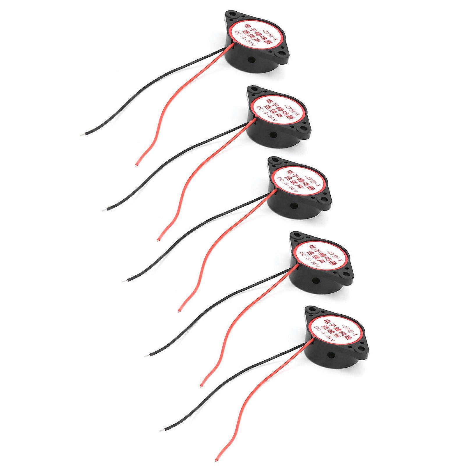 5個のアラームブザー連続ビープ音ピエゾアクティブ高デシベル信号サウンダー95dB DC324V(黒)