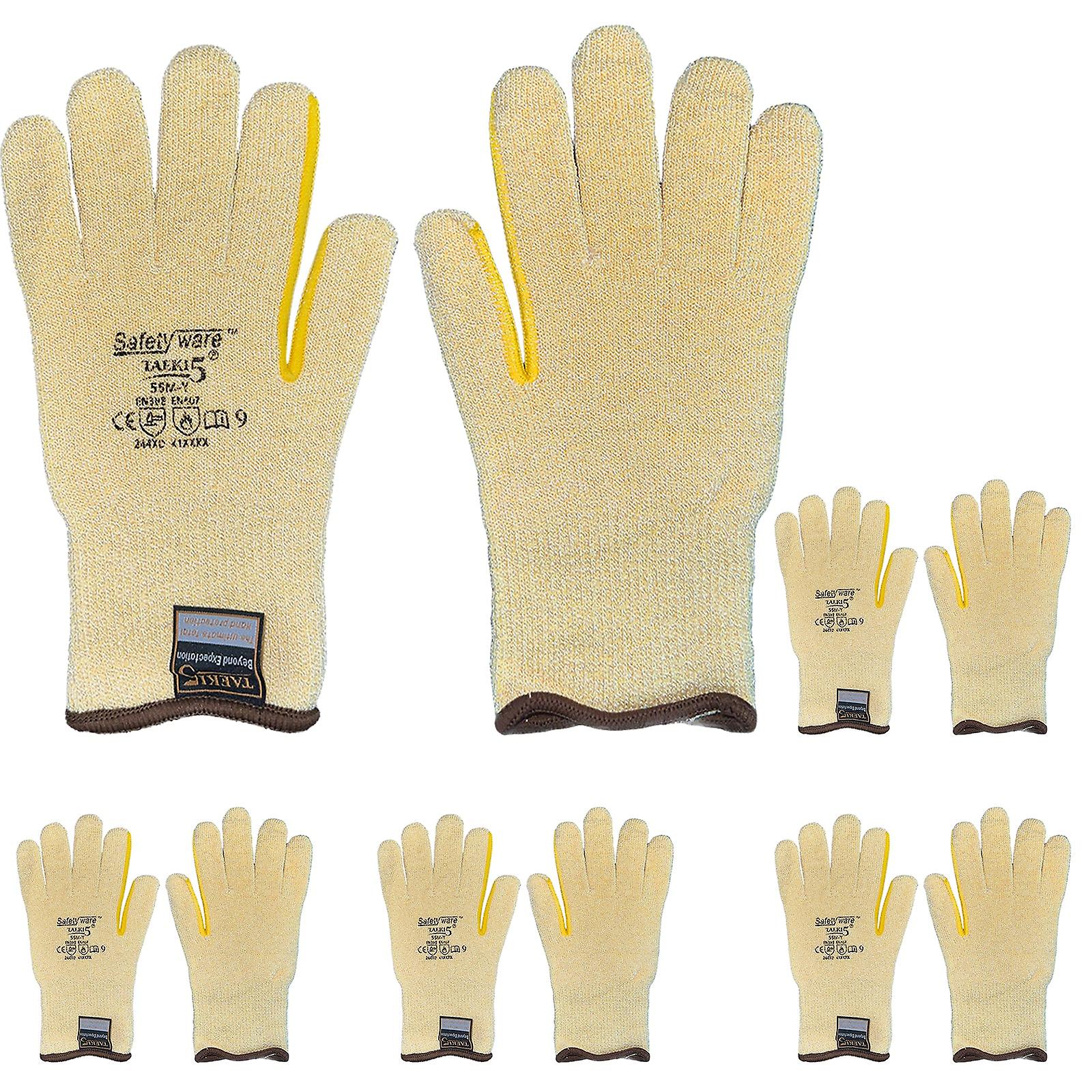 5 Pair Safetyware Level 5 Reinforced Cut Resistant Safety Work Gloves Bulk String Knit For Garden Mechanic Construction Builder General Purpose