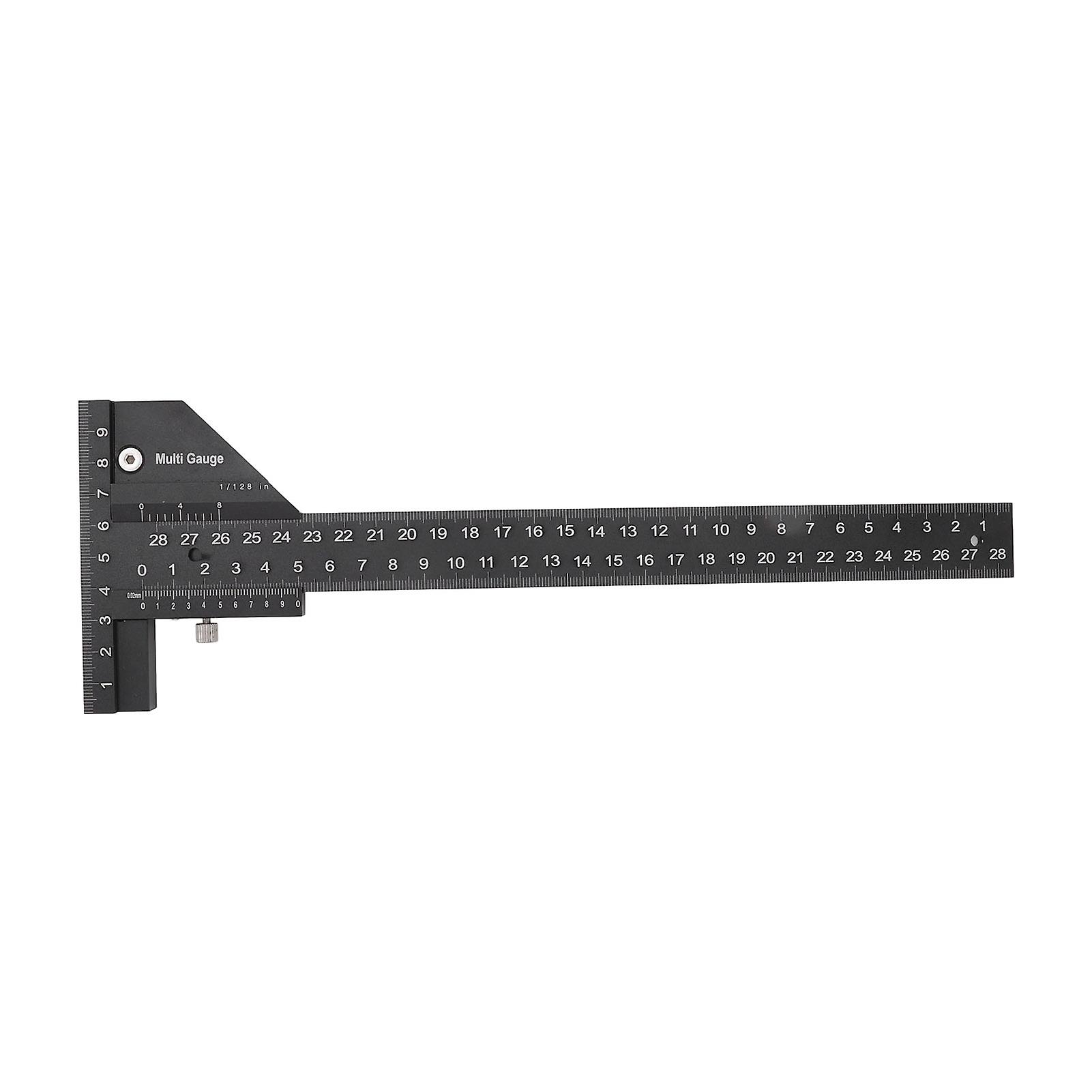 Multifunctional Woodworking Ruler Aluminum Alloy T-Shaped Black Carpentry Measuring and Marking Auxiliary Tool