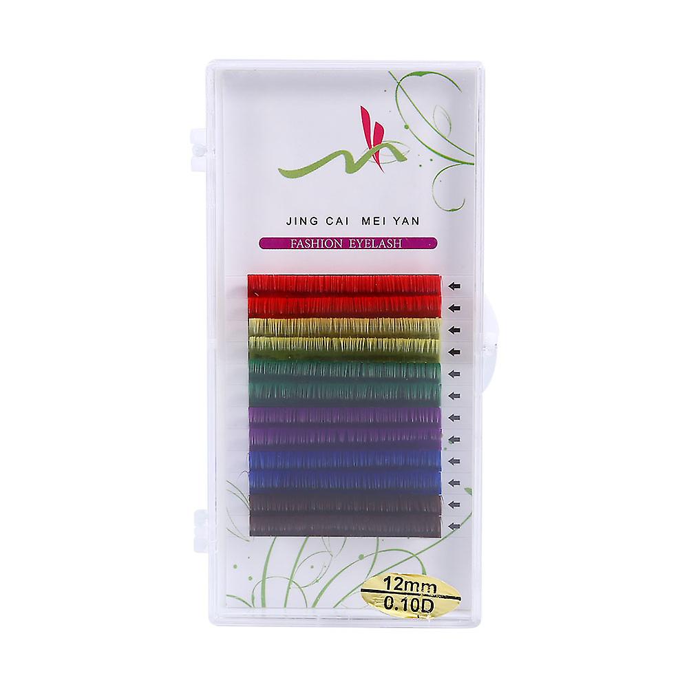 12Rows/Set 6Colors Individual Natural False Eyelash Grafting Female Makeup Accessories (D 12mm)