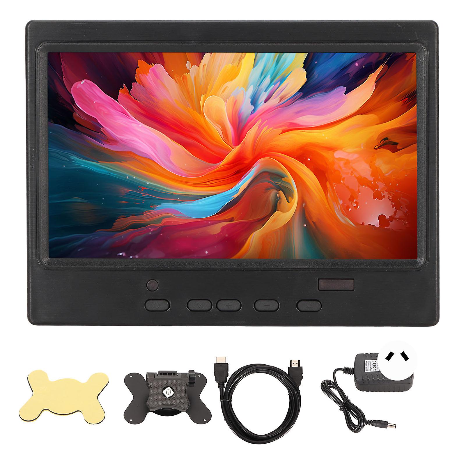 7 Inch Portable Monitor 1024x600 Supports HD Multimedia Interface VGA AV Portable Display with Support for PC 100‑240V Butterfly Bracket AU Plug