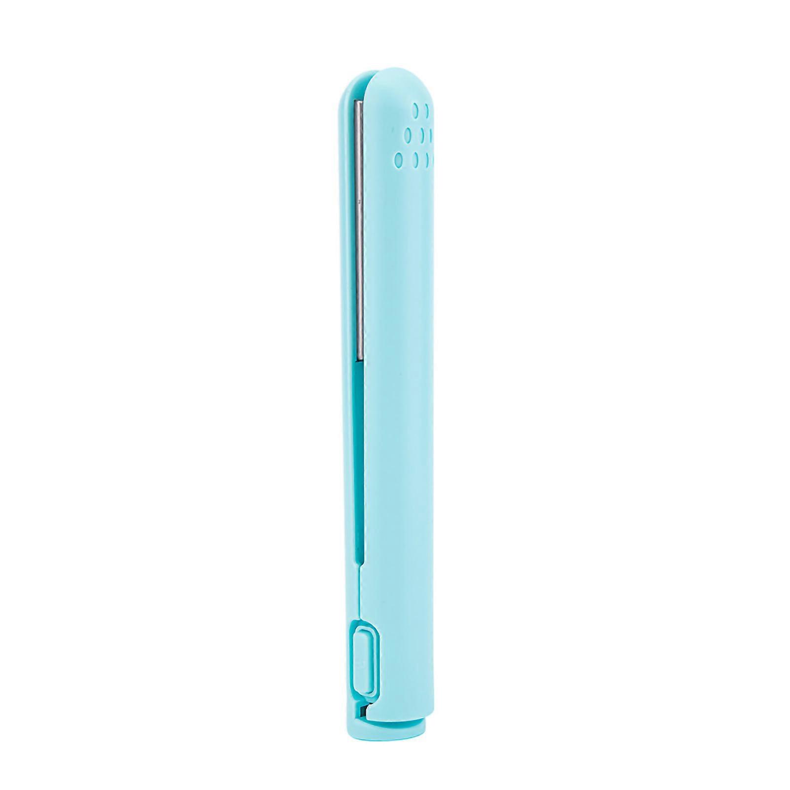 Mini 2 in 1 USB Ceramic Heating Hair Straightener Flat Iron Curler Blue