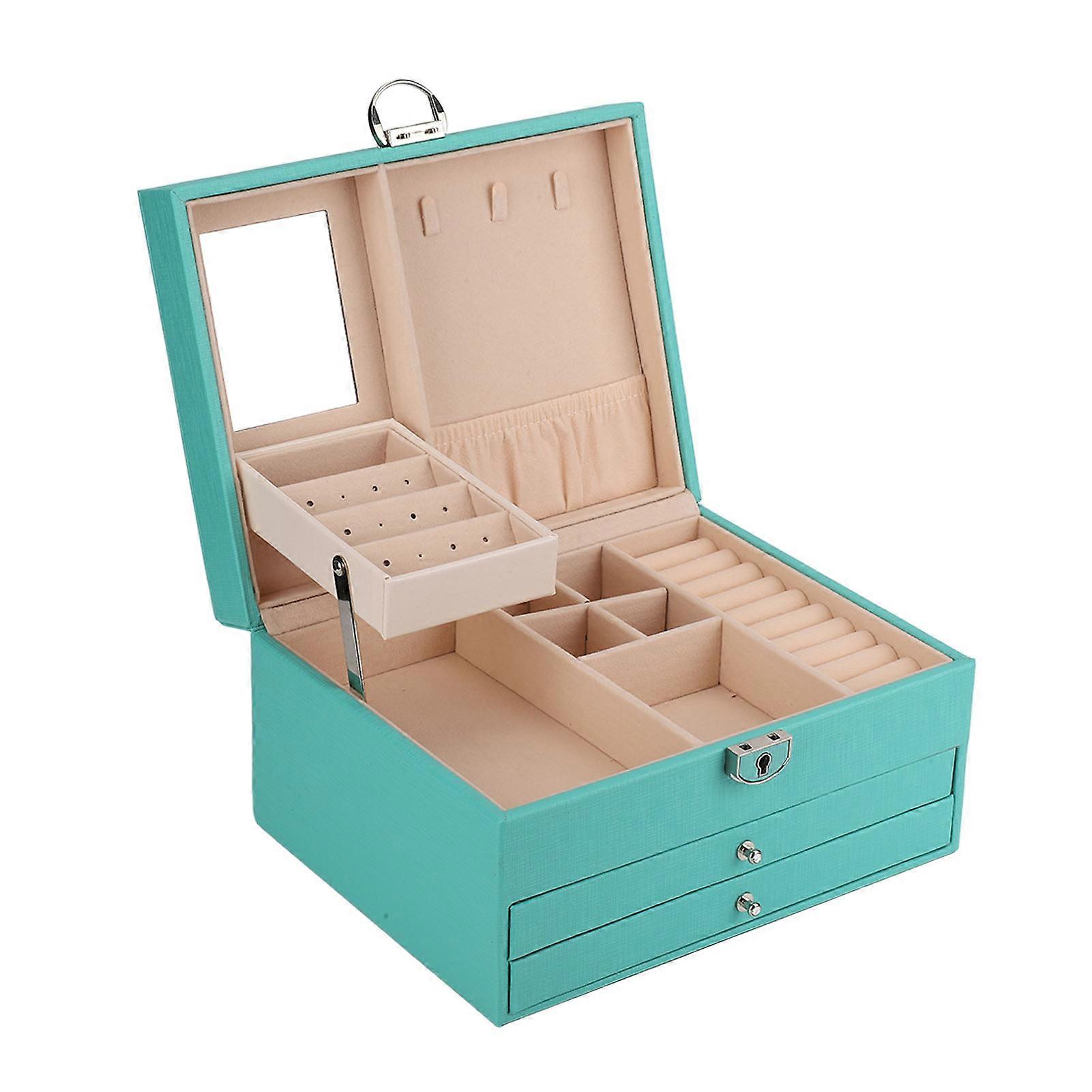 Mint Green Multi-Layer Jewelry Storage Box - Large Capacity Organizer with Lock for Home and Travel